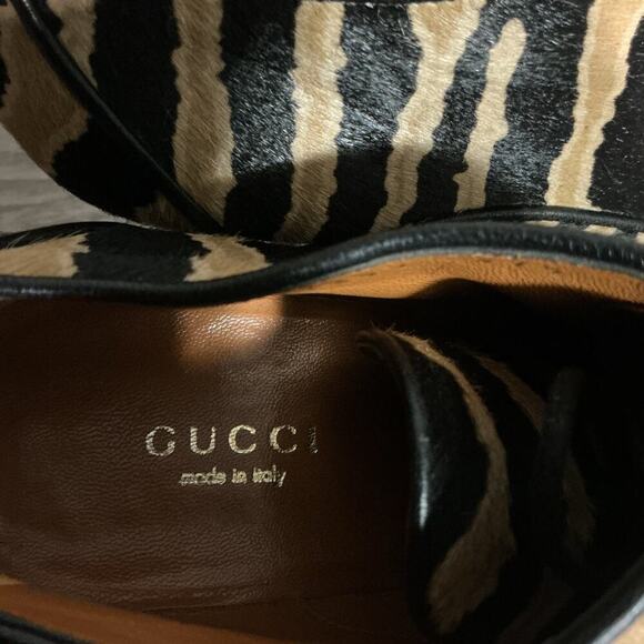 Gucci Tiger Print Haircalf LaceUp Heels Vintage Pumps Size US 7.5 - Picture 11 of 16